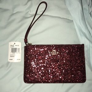 Sparkle Coach Maroon Wristlet